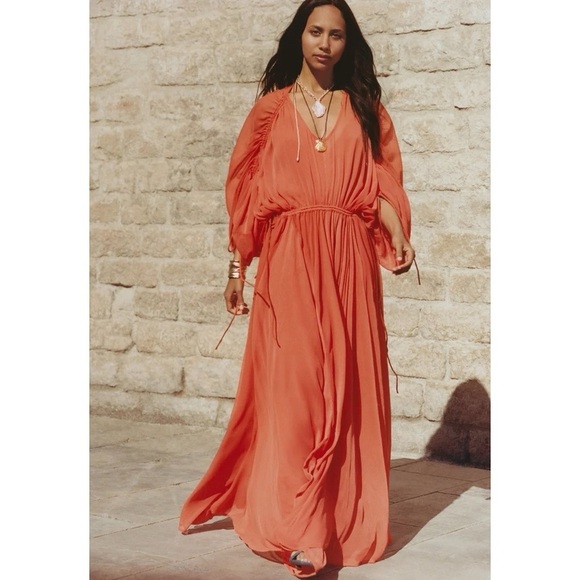 Desigual Dresses & Skirts - DESIGUAL Orange flowy maxi dress beautiful event travel vacation M